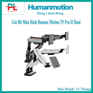 Giá đỡ màn hình Human Motion T9 Pro II Dual (Trắng/Xám) - Hàng Chính Hãng