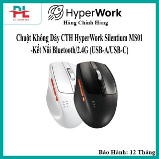 Chuột không dây CTH HyperWork Silentium MS01-kết nối bluetooth/2.4G (USB-A/USB-C)-Hàng Chính Hãng
