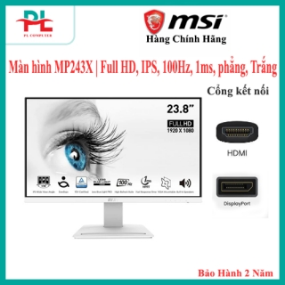 Màn hình MSI Pro MP243XW | 23.8 inch, Full HD, IPS, 100Hz, 1ms, phẳng, Trắng - Hàng Chính Hãng