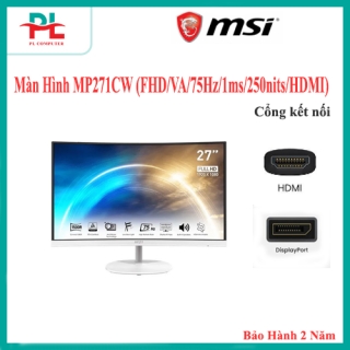 Màn Hình Gaming MSI Pro MP271CW (27"/FHD/VA/75Hz/1ms/250nits/HDMI+VGA/Cong/Trắng) - Hàng Chính Hãng