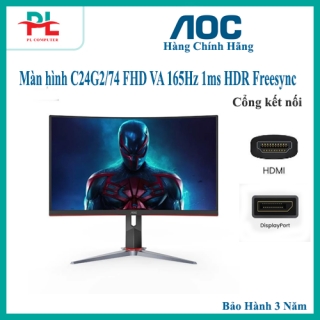 Màn hình LCD 24” AOC C24G2/74 FHD VA 165Hz 1ms HDR Freesync Gaming Cong - Hàng Chính Hãng