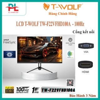 Màn hình LCD T-WOLF TW-F22VFHD100A (Flat 22″/LED VA/Full-HD 1920×1080/100HZ/1ms/HDMI(kèm cable)-VGA-SpeakerOut)