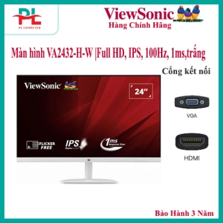 Màn hình Gaming Viewsonic VA2432-H-W | 24 inch, Full HD, IPS, 100Hz, 1ms, phẳng, trắng - Hàng Chính Hãng