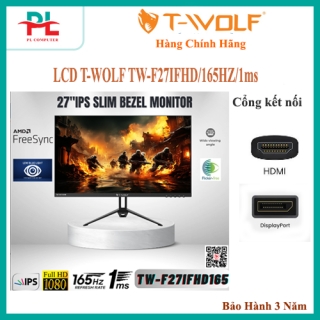 LCD T-WOLF TW-F27IFHD165 (Flat 27″/IPS/Full-HD 1920×1080/165HZ/1ms/HDMI*2(kèm cable)-DP*1-SpeakerOut)