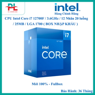 CPU Intel Core i7 12700F / 3.6GHz / 12 Nhân 20 Luồng / 25MB / LGA 1700 ( BOX NHẬP KHẨU )