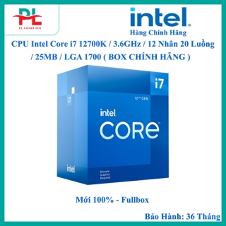 CPU Intel Core i7 12700K / 3.6GHz / 12 Nhân 20 Luồng / 25MB / LGA 1700 ( BOX CHÍNH HÃNG )