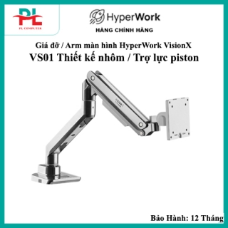 Giá đỡ / Arm màn hình HyperWork VisionX - VS01 Thiết kế nhôm / Trợ lực piston - Hàng chính hãng