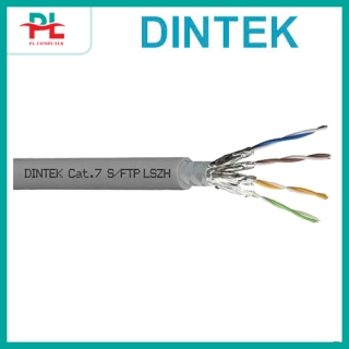 Cáp Dintek CAT.7 S-FTP LSZH DCA, 4 pair for 10GB 600Mhz 23 AWG, 305m , Bọc nhôm chống nhiễu từng đôi, bọc thêm lưới đồng ở ngoài - màu xám 1105-05007 - Hàng Chính Hãng