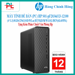 MÁY TÍNH ĐỂ BÀN (PC) HP S01-pF2034d I3-12100(4*3.3)/8GD4/256GSSD/WLac/BT5/KB/M/W11SL/ĐEN(6L605PA)