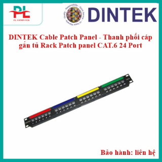 DINTEK Cable Patch Panel - Thanh phối cáp gắn tủ Rack Patch panel CAT.6 24 Port