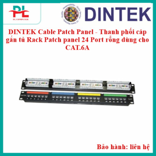 DINTEK Cable Patch Panel - Thanh phối cáp gắn tủ Rack Patch panel 24 Port rổng dùng cho CAT.6A