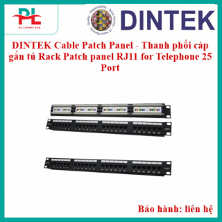 DINTEK Cable Patch Panel - Thanh phối cáp gắn tủ Rack Patch panel RJ11 for Telephone 25 Port