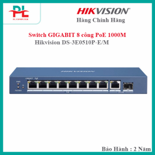 Switch GIGABIT 8 cổng PoE 1000M Hikvision DS-3E0510P-E/M