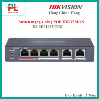 Switch mạng 4 cổng POE HIKVISION DS-3E0106P-E/M