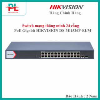 Switch mạng thông minh 24 cổng PoE Gigabit HIKVISION DS-3E1526P-EI/M