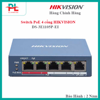 Switch PoE 4 cổng HIKVISION DS-3E1105P-EI