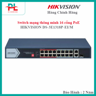 Switch mạng thông minh 16 cổng PoE HIKVISION DS-3E1318P-EI/M