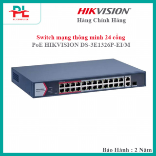 Switch mạng thông minh 24 cổng PoE HIKVISION DS-3E1326P-EI/M