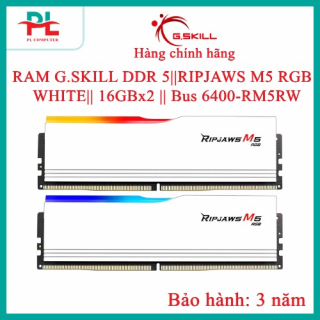 RAM G.SKILL DDR 5||RIPJAWS M5 RGB  WHITE|| 16GBx2 || Bus 6400 F5-6400J3648F16GX2-RM5RW