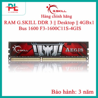 RAM G.SKILL DDR 3 || Desktop || 4GBx1 || Bus 1600 F3-1600C11S-4GIS